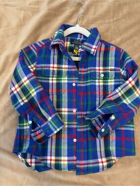 Polo by Ralph Lauren Blue, Green & Red Plaid Button-Up Shirt